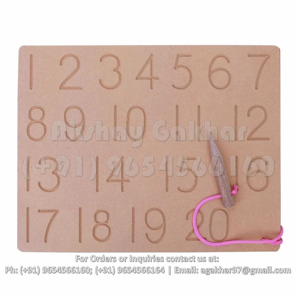 Natural Wooden Number Tracing Board, Child Age Group: 0-3 Yrs