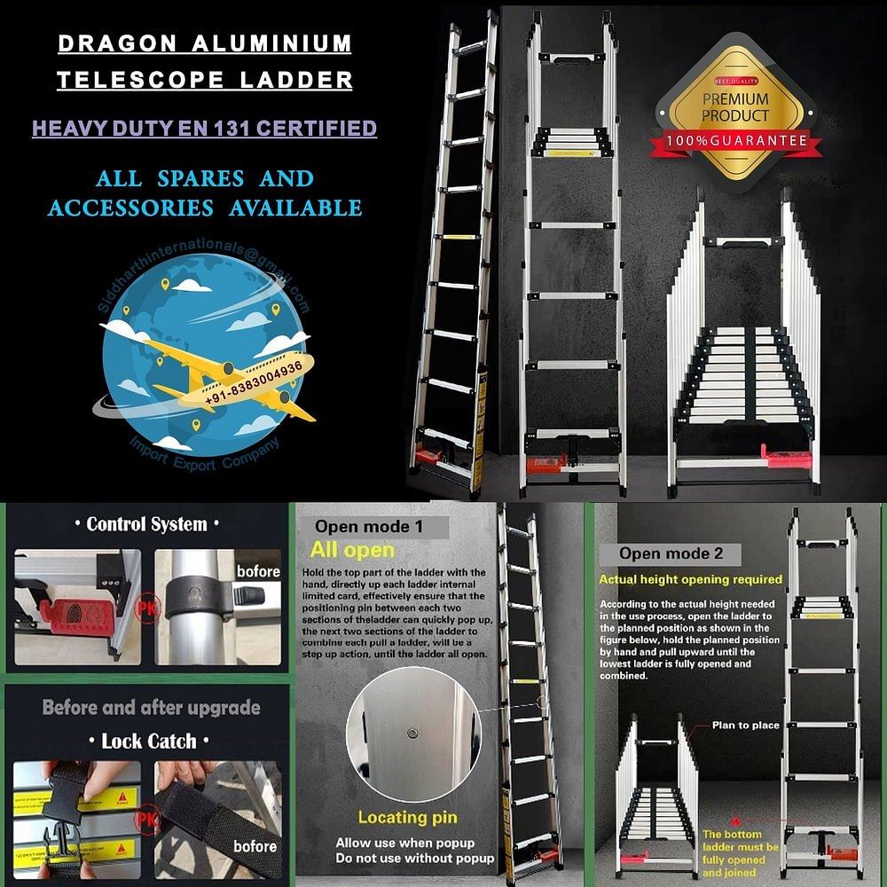 Neelgagan Aluminium 4.04 M Dragon Telescopic Ladder