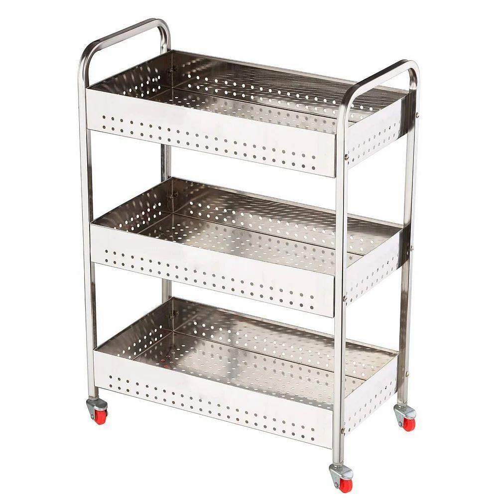 Nice Equipment Silver Three Shelf Trolley