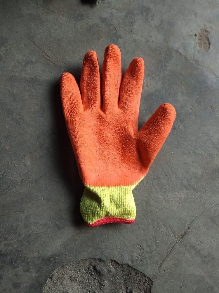 Nitrile Cotted Orange Safety Gloves for Shipping Handling, Size: Medium