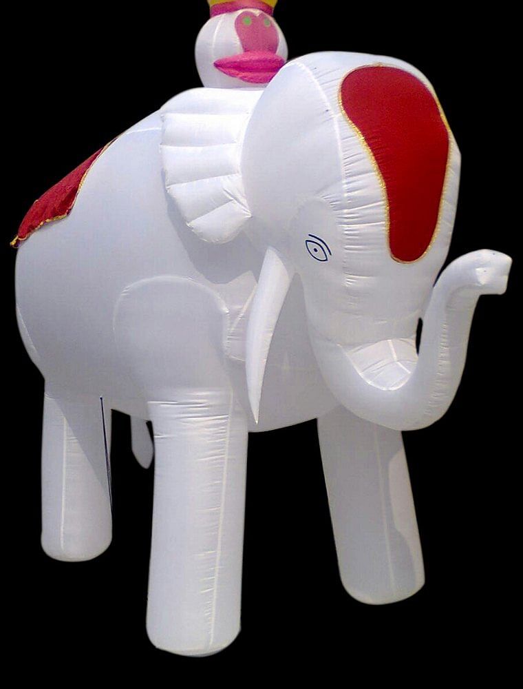 Nylon Teffeta White,Red Inflatable Elephant Balloon, 10 Year