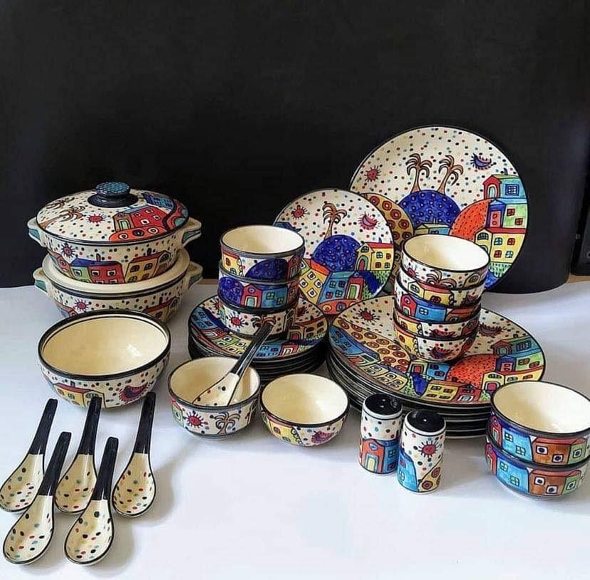 Ocean Handicraft Ceramic Handmade Dinner Set, For Home