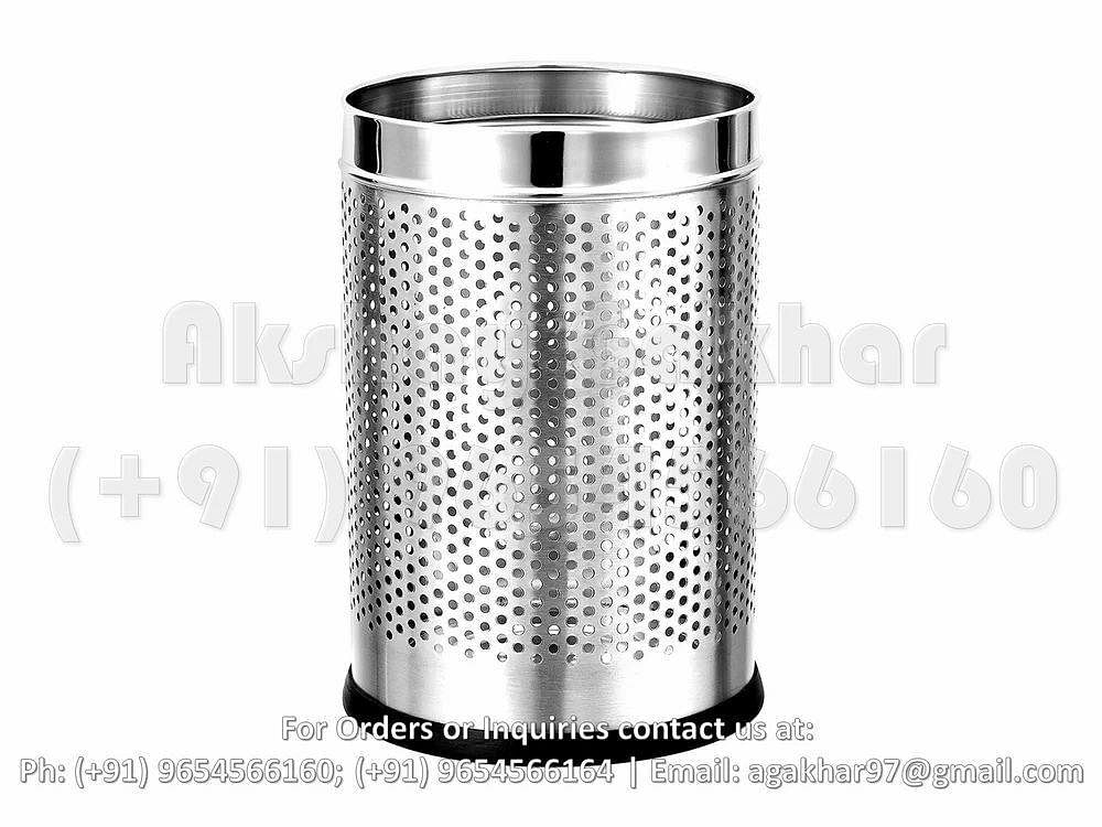 Open Top Stainless Steel Perforated Dustbin, For Office