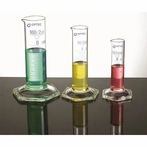 OPTEC Borosilicate Glass Cylinders Measuring with Spout Squat Form, Automation Grade: Automatic