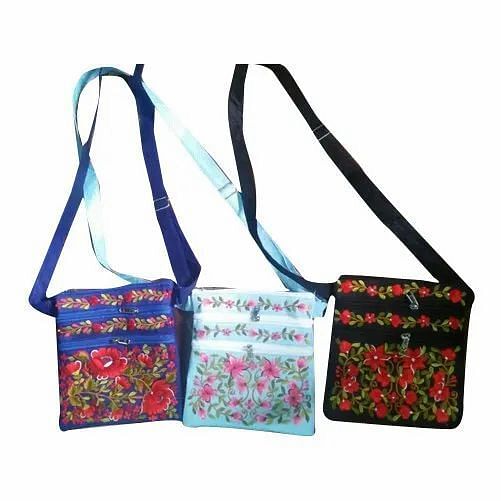 Optional Priyanka Enterprises Silk Embroidered Sling Bag