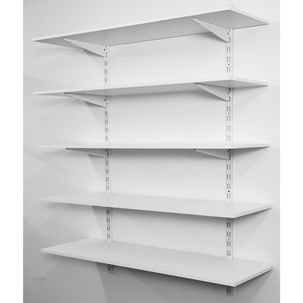 Paint Coated Mild Steel White Wall Rack, 5 Feet