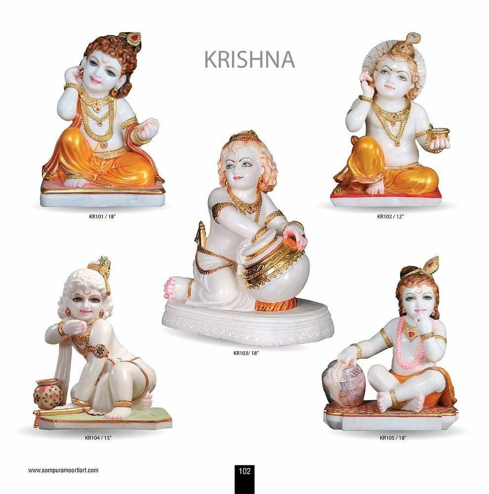 Painted Multicolor Marble Bal Krishna statue, Home