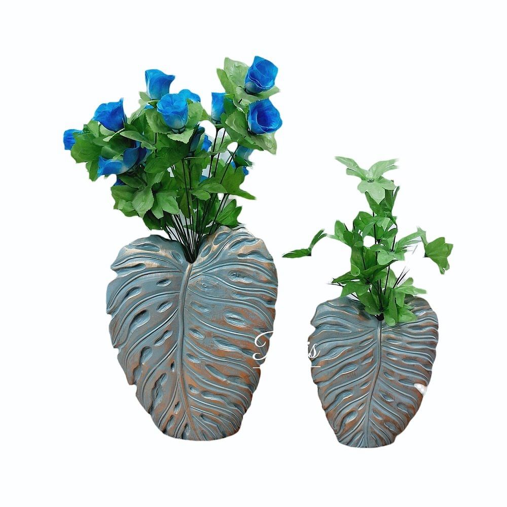 PALIS DECOR Fine Finishing LEAF SHAPE FLOWER VASE SET OF 2, For Decoration