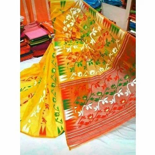 Party Wear Embroidered Designer Jamdani Saree, Packaging Type: Packet