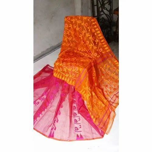 Party Wear Embroidered Fancy Jamdani Saree, Packaging Type: Packet