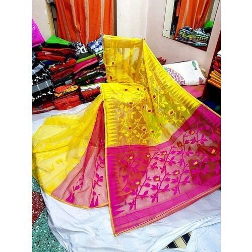 Party Wear Embroidered Jamdani Saree, Packaging Type: Packet