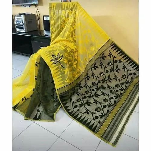 Party Wear Embroidered Printed Jamdani Saree, Packaging Type: Packet