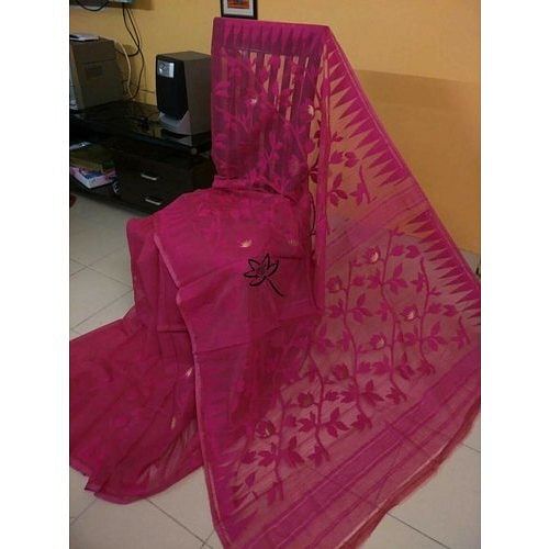 Party Wear Embroidered Purple Jamdani Saree, Packaging Type: Packet