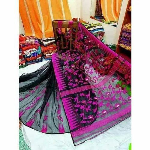 Party Wear Embroidered Trendy Jamdani Saree, Packaging Type: Packet