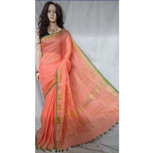 Party Wear Linen Saree, Packaging Type: Packet