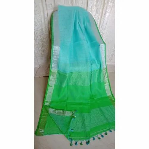 Party wear Plain Traditional Linen Saree, Hand Made, 6.3 M (with Blouse Piece)