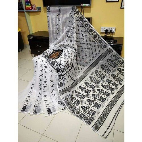 Party Wear Printed Jamdani Cotton Saree, Packaging Type: Packet