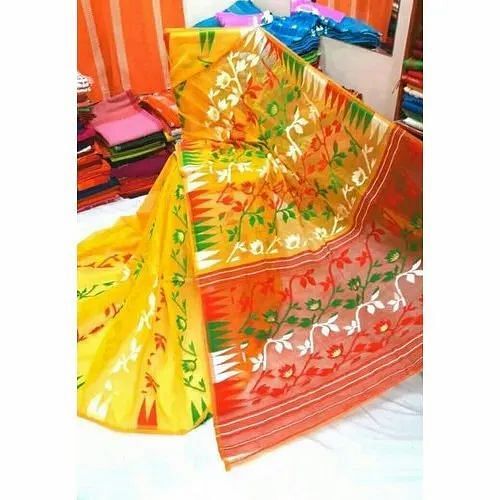 Party Wear Printed Traditional Jamdani Saree, Packaging Type: Packet