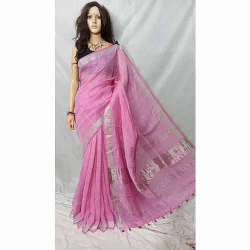 Pink Women Linen Saree