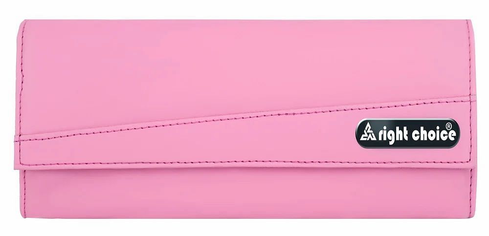 Plain 10inch Pink Leather Ladies Clutch Purse