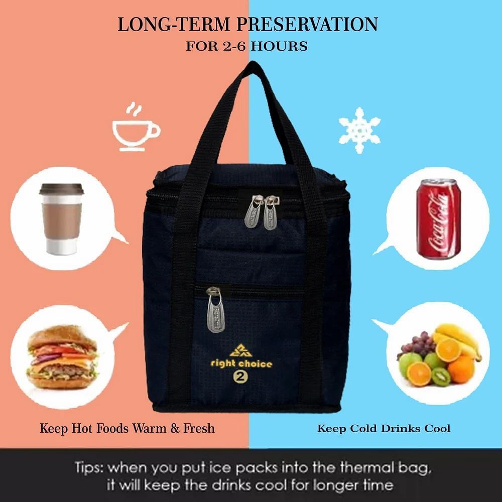 Plain Black Polyester Lunch Box Bag, For College