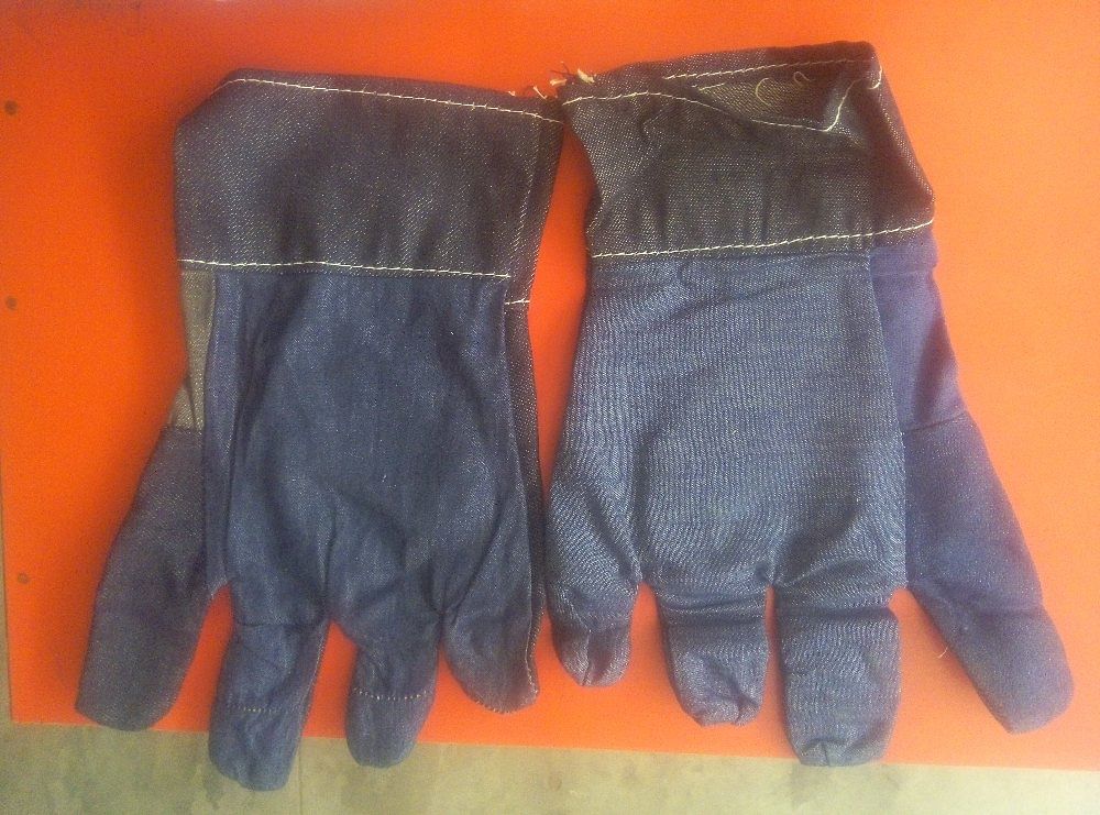 Plain Blue Jeans Gloves, For Safety, Size: Medium