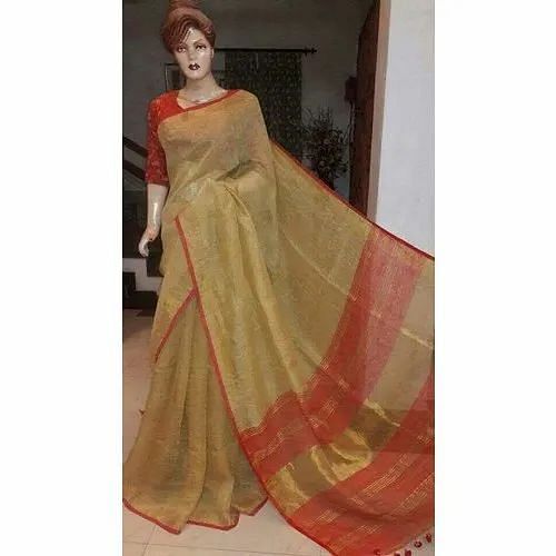 Plain Fashion Linen Saree