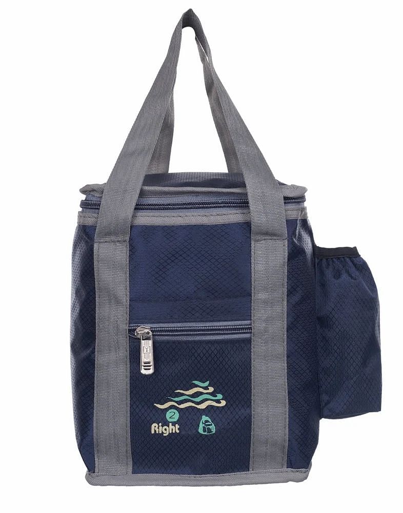 Plain Navy Blue Polyester Lunch Box Bag