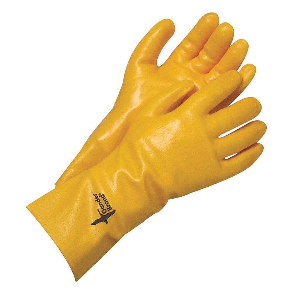 Plain Yellow PVC Coated Gloves, 11-15 Inches, Finger Type: Full Fingered