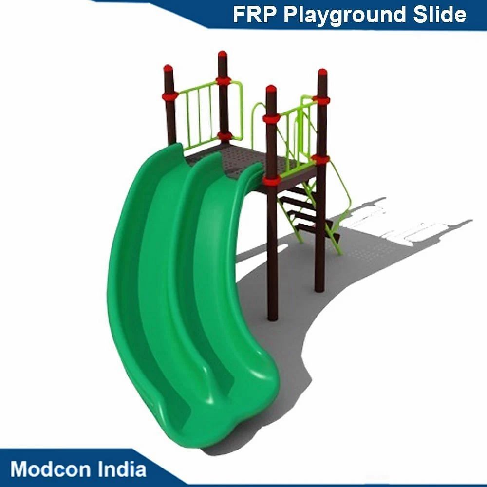 Plastic Green Spiral FRP Playground Slide, For Silder