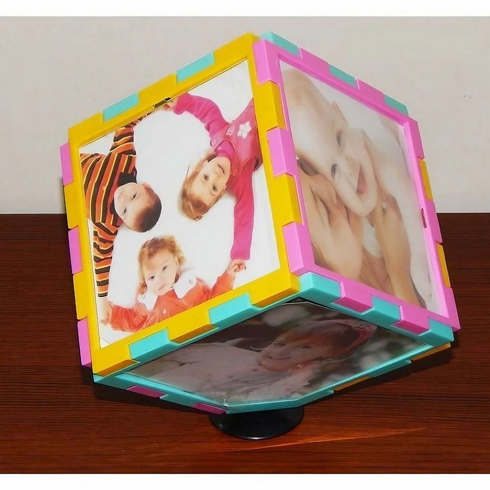 Plastic Square Magic Cube Rotating Photo Frame