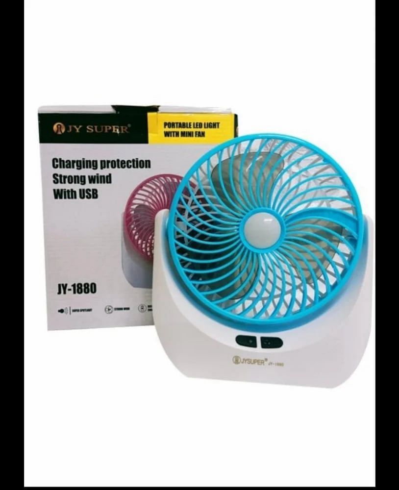 Plastic White Portable fan With light, 4 Inch, 60 W