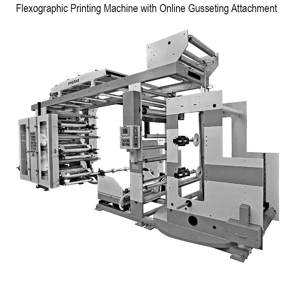 PNRM 8 Colors Flexographic Printing Machine Online Gusseting Attachment, For Fabric Industry, GSM: 200