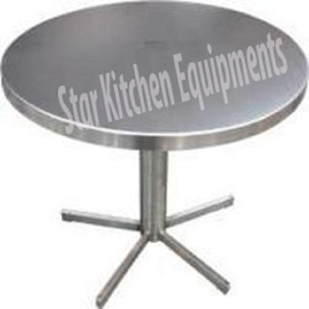 Polished Round Stainless Steel Table, For Restaurants