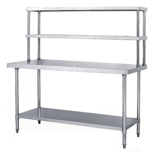 Polished Silver Stainless Steel Rectangular Table, For Kitchen