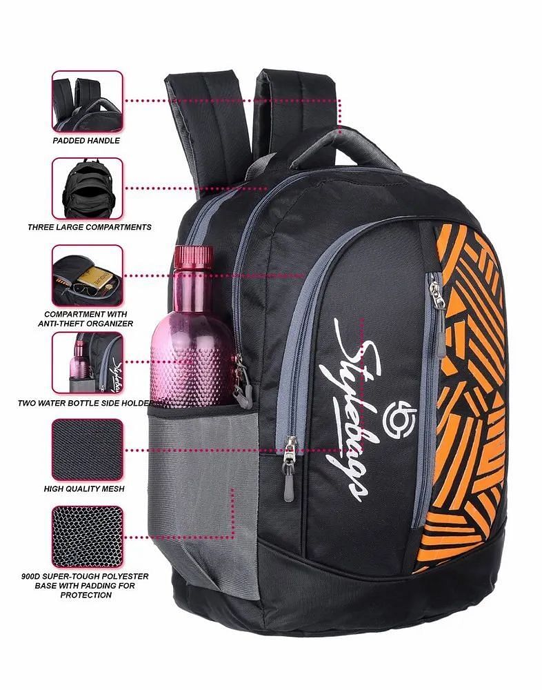 Polyester 12L Black Stylebags Printed School Bag, For College