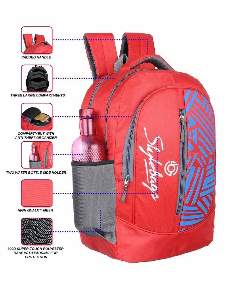 Polyester 12L Red Stylebag Printed School Bag, For Casual Backpack