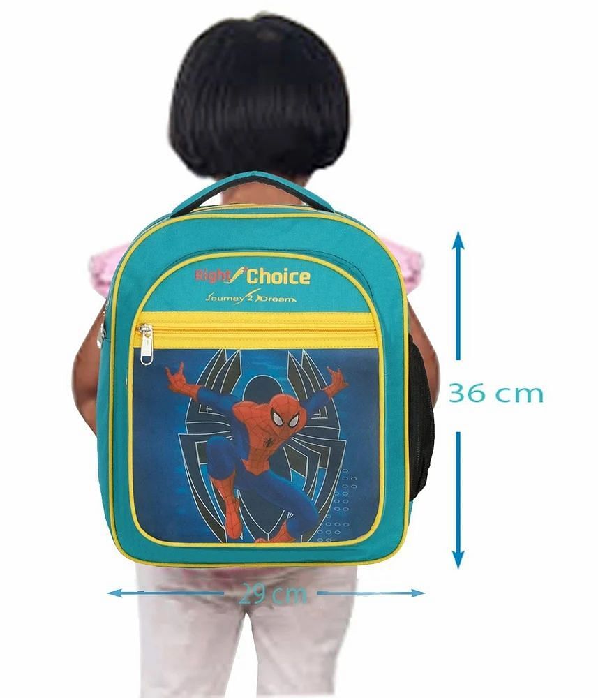 Polyester Sea Green Kids Printed School Bag