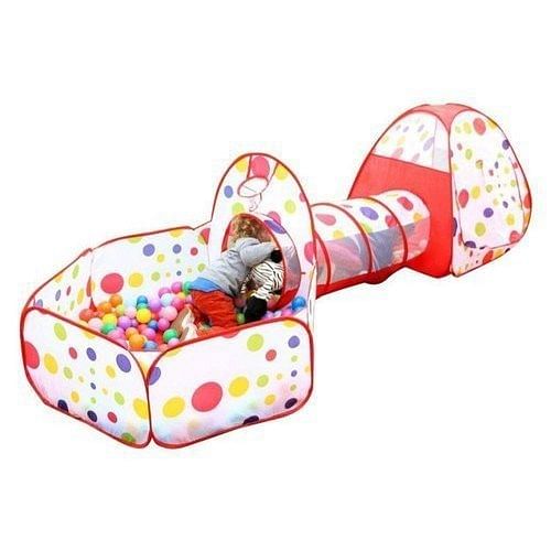 Portable Kids 3-in-1 Colorful Dotted Theme Tunnel Playhouse Ball Pool Ball Pit Tent