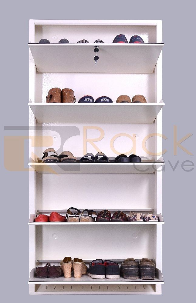 Powder Coated Mild Steel Wall Mounted Shoe Rack 5 Shelves