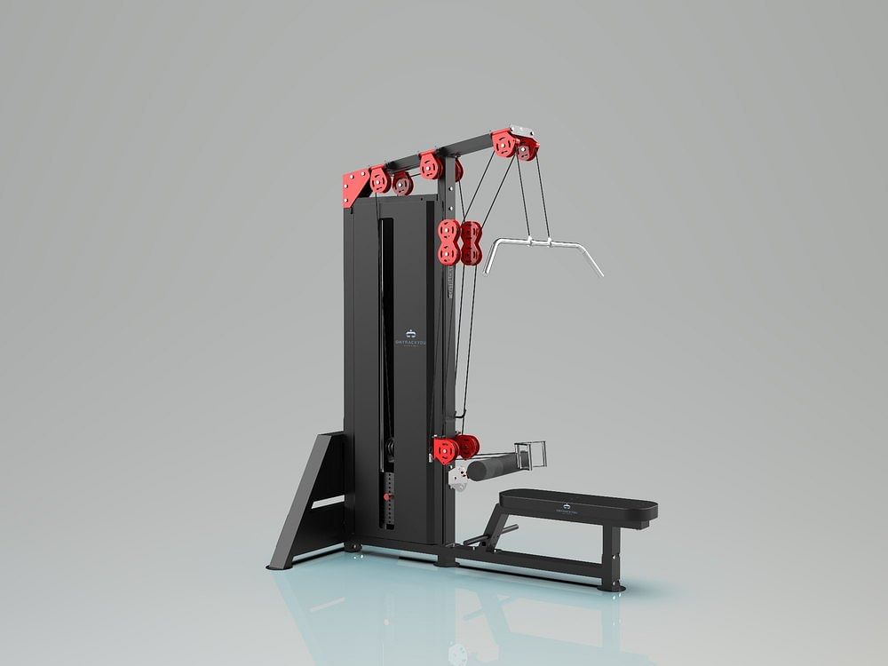 Powder Coating Weight Stack Lat Pull Down with Seated Row, Size: 1459 X 1400 X 1930 mm, Model Name/Number: 1020