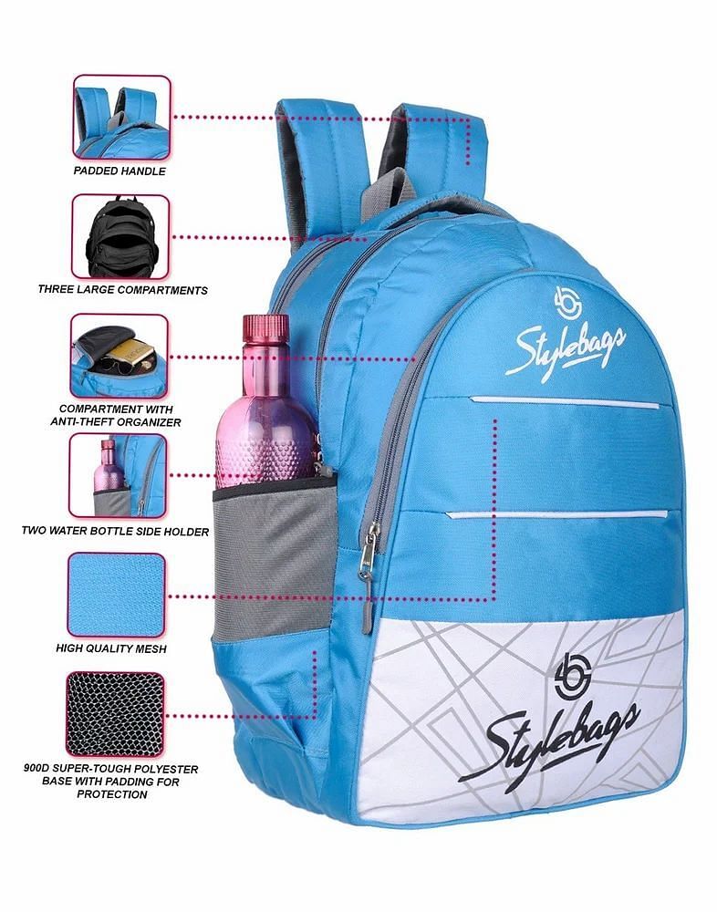 Printed 12L Blue Stylebag Polyester School Bag, For College