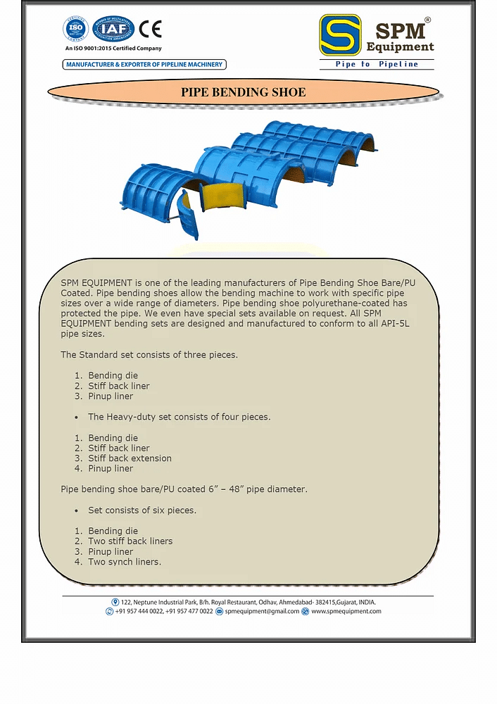 Pu,Iron & Steel Pipe Bending Shoe Bare And Pu Coated