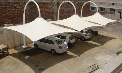 Pyramid Tensile Fabric Car Parking, Paint Coated