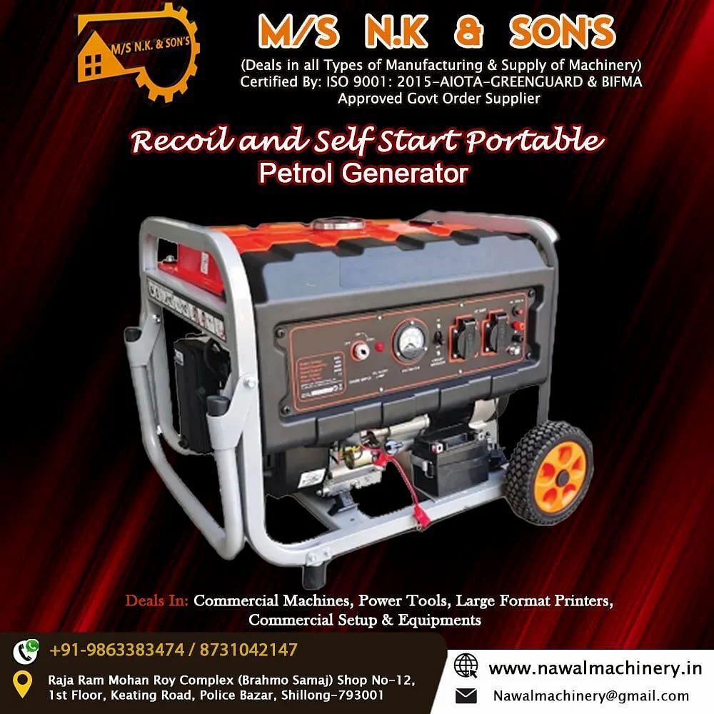 Recoil and Self Start Portable Petrol Generator