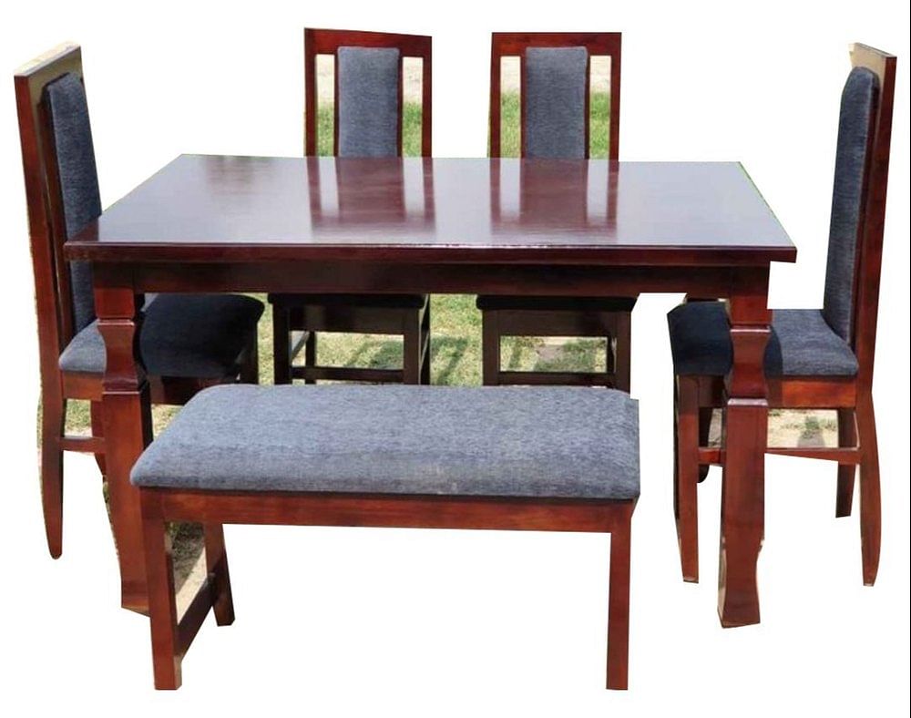 Rectangular 6 Seater Wooden Dining Table Set