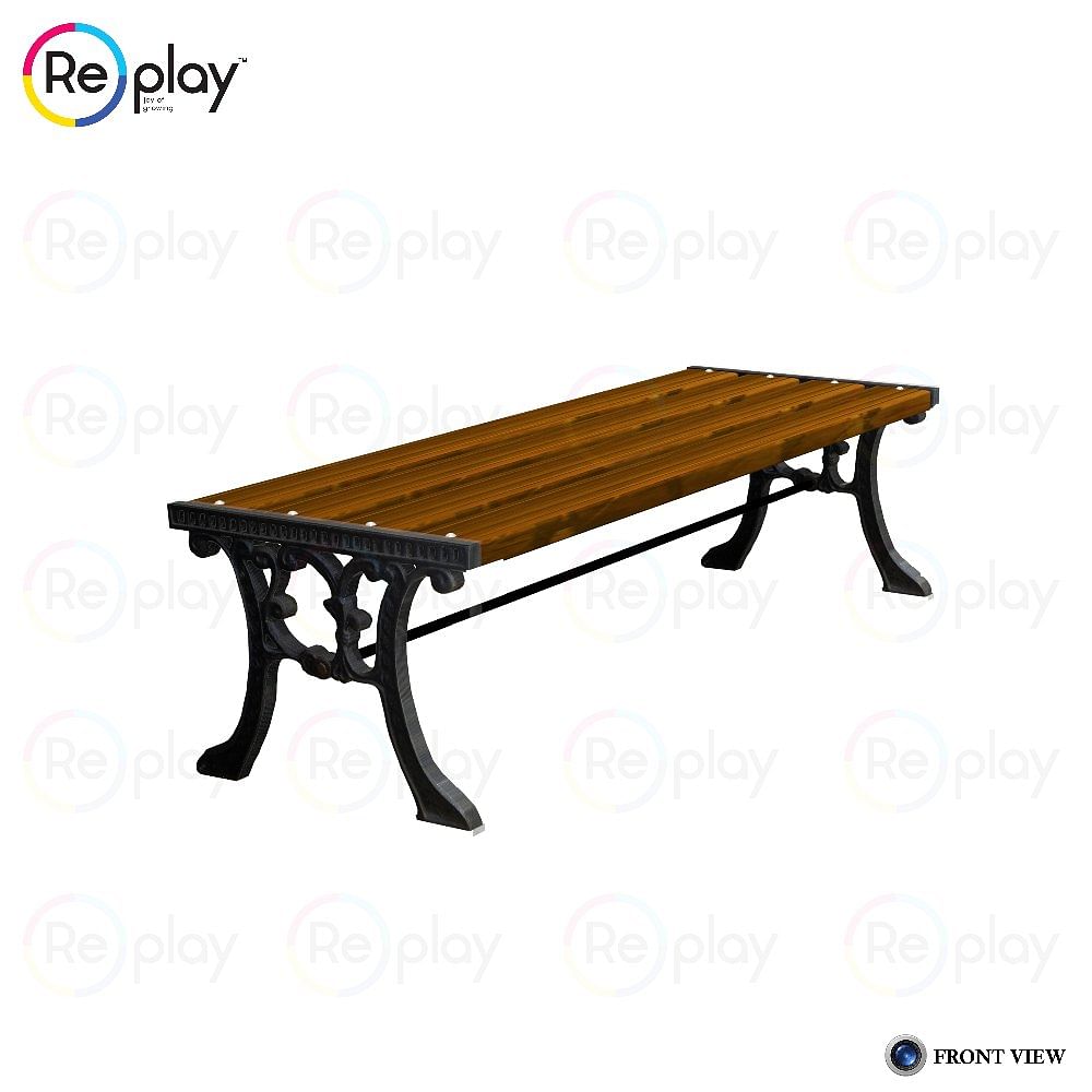 Rectangular FRP Strip Cast Iron Bench Without Backrest