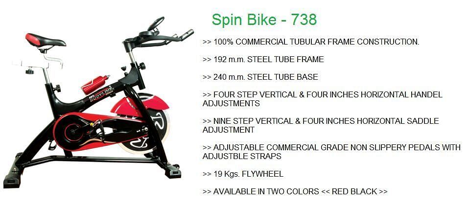 Red & black Commercial Spin Bike, Model Name/Number: 738