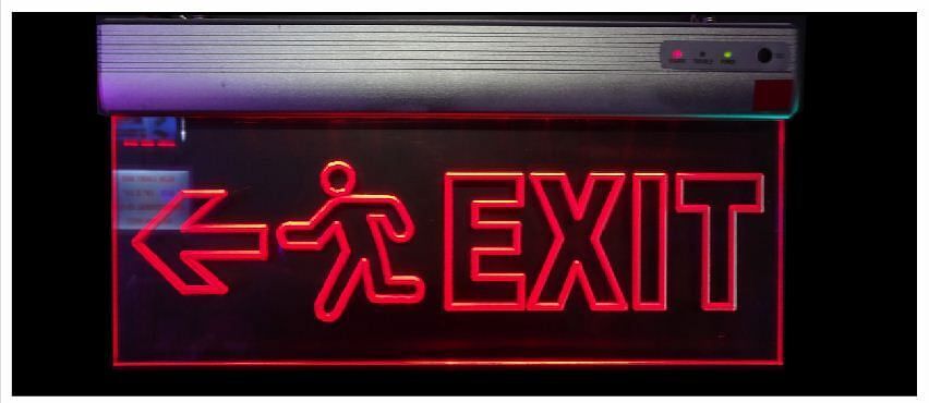 Red Acrylic Exit Sign Edge Lit LED Frame, 110 V