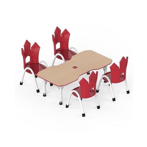 Red And Brown OK Play Castle Table and Castle Chair